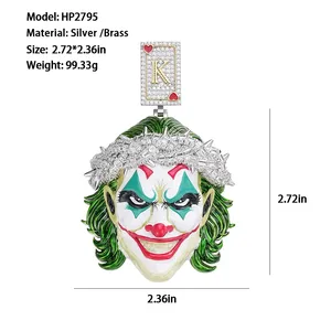 Nouveaux designs de pendentifs en argent sterling 925 avec moissanite VVS, bijoux fins hip-hop, pendentifs Joker pour hommes - Product Image 4