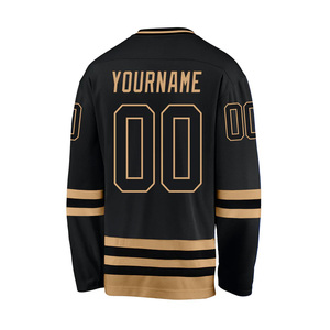 Custom <b>Men's</b> <b>Black</b> Ice Hockey Jersey V-Neck Full Sleeve Embroidered Moisture Wicking Polyester Apparel - Product Image 2