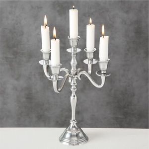 Elegant 5 Arm Silver Metal Candelabra Stand Tall Candle Holder For Wedding Centerpiece Luxury Home <b>Dining</b> <b>Table</b> Decor <b>Ornaments</b> - Product Image 1