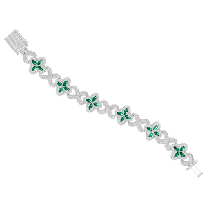 18MM Rhodium Hiphop Luxury Iced Design <b>Infinity</b> Link <b>Bracelet</b> 4 Leaf Clover Colored Moissanite Sparkling Jewelry for Women - Product Image 1
