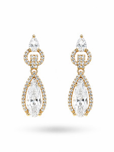 Pendientes de Oro de 18K con Diamantes en Corte Pera y Perlas de Agua Dulce para Mujer, Joyería Clásica para Bodas - Product Image 4