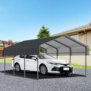 Garage Esterno Resistente 10x15 FT con Base Rinforzata e Tetto in Acciaio Zincato per Auto e Barche, Riparo Metallico per Veicoli - Product Image 1