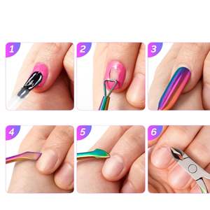 Kit de coupe-cuticules 4-en-1 en acier inoxydable, pousse-cuticules double face, coupe-ongles pour manucure et pédicure, portable et durable pour la maison - Product Image 4