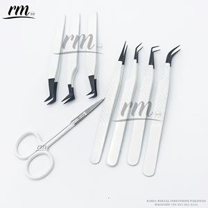 Pinzas de 90 grados con logotipo personalizado de la mejor calidad, agarre de diamante, punta de Plasma negra, herramienta de belleza para pestañas, Color blanco - Product Image 3