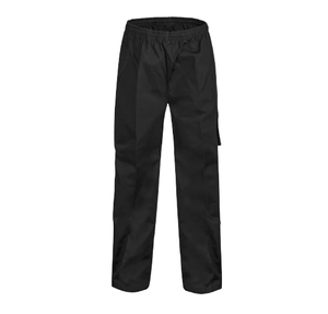 Pantalon cargo noir pour homme, taille élastique, poches latérales, coupe droite, tissu mi-lourd - Product Image 1