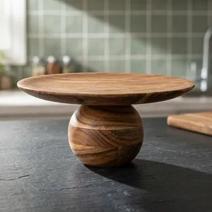 Base para Pastel de Madera de Acacia, Base Plana, Pedestal de Madera Hecho a Mano, Plato para Servir Pasteles, Postres, Frutas y Decoración de Mesa - Product Image 4