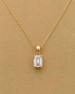 จี้เพชรทรงเหลี่ยมมรกต 1 กะรัต ทองคำขาว 14K เพชรเพาะเลี้ยงในห้องปฏิบัติการ พร้อมใบรับรอง IGI สร้อยคอจี้แบบมินิมอล ของขวัญแต่งงาน เครื่องประดับชั้นดี - Product Image 1