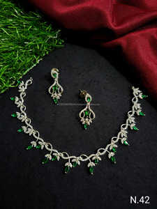 Conjunto de joyería nupcial de diamante americano clásico, collar y pendientes de dos piezas para boda, estilo clásico de moda - Product Image 3