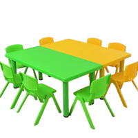 Ensemble de table et de chaises rectangulaires en plastique modernes et confortables pour les salles de classe préscolaires, vente en gros