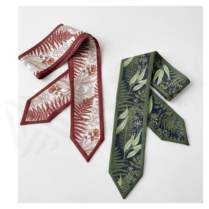 Women's Long <b>Silk</b> <b>Scarf</b> Leaf Print Elegant Multi-Functional Fashion Accessory All Seasons - Product Image 2