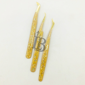 Ensemble de pinces à cils pour extensions de cils, nouvelle version personnalisée, pinces à cils en acier inoxydable avec paillettes, qualité supérieure, prix bas, durables - Product Image 6