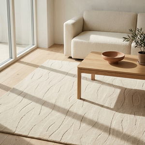 Alfombra Rústica Hecha a Mano de Lana Crema, Elegante, Texturizada, Antideslizante, de Color Sólido, Moderna, para Sala de Estar, Dormitorio, Decoración del Hogar, Pelo Medio - Product Image 6