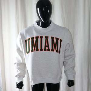 Sweat-shirt en molleton gris cendré UMIAMI à col rond, 100% coton, broderie appliquée, coupe ample unisexe, Info.fzyps Sports - Product Image 2