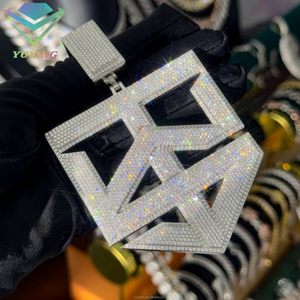 Pendentif Breloque Personnalisé Plaqué Or avec Lettre, Moissanite VVS Baguette, Style Hip Hop Iced Out, pour Fête - Product Image 2