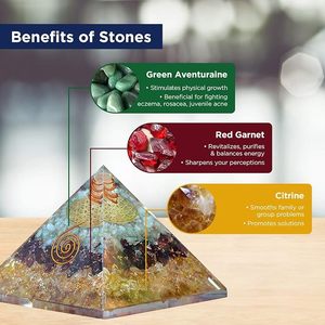 Pirámide de Orgón Triple con Aventurina Verde, Granate Rojo y Citrino, Generador de Energía de Cristal, Decoración para el Hogar, Venta al por Mayor - Product Image 2