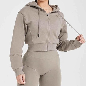 Sudadera con Capucha Corta de Alta Calidad para Mujer, con Cierre, Forro Polar, Logotipo Personalizado, Cordón Ajustable, Ajuste Entallado, Uso en Exteriores, Secado Rápido, Transpirable - Product Image 3