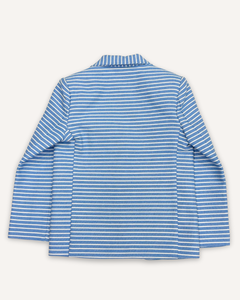 เสื้อแจ็คเก็ตผ้าฝ้ายทอลายทางสีน้ำเงินสำหรับเด็กผู้ชาย ปกแบบโนตช์ ลาเพล สไตล์สมาร์ทแคชชวล ขนาด 3-4 ปี - Product Image 2