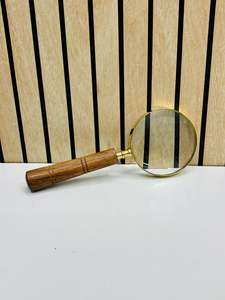 3'' Handheld Magnifying <b>Glass</b> with Natural Wooden Handle & Brass Frame | Optical <b>Glass</b> <b>Reading</b> and Inspection Magnifier - Product Image 3
