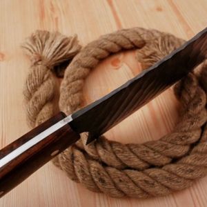 Cuchillos de carnicero de alta resistencia al por mayor con hoja de acero forjado a mano, mango de madera de espiga completa y funda de cuero para carnicería - Product Image 4