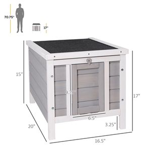 Conigliera Classica XL in Legno di Abete per Esterni con Tetto Impermeabile Grigio per Conigli, Porcellini d'India e Anatre - Solido Recinto per Animali - Product Image 3