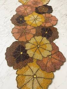 Blue and Golden Knitted Farmhouse Style Silver Gold Christmas Decorative Home Use Polyester/Cotton <b>Table</b> <b>Runner</b> - Product Image 4