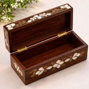 Bela Artisan Mother of Pearl Inlay Wooden Jewelry <b>Box</b> Handmade Decorative Storage Gift <b>Box</b> Luxury <b>Keepsake</b> <b>Box</b> 0-1L Capacity - Product Image 1