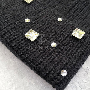 Wholesale Price Factory Made Rhinestones <b>Beanie</b> Hat Winter Knit Cap Soft Warm Stretch Fit Custom Logo OEM ODM Manufacturer - Product Image 6