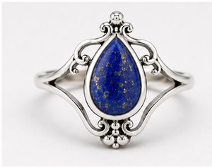 Lapis Lazuli <b>Silver</b> <b>Ring</b>, Pear Shape Gemstone <b>Ring</b>, Sterling <b>Silver</b> <b>Statement</b> <b>Ring</b>, Boho Blue Stone <b>Ring</b> - Product Image 1