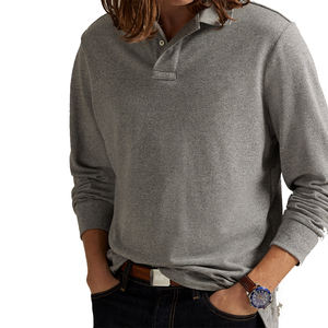 เสื้อโปโลชายแบบสั่งทำพิเศษ เนื้อผ้าระบายอากาศ แขนยาว คอและปลายแขนเสื้อถักแบบริบ คุณภาพพรีเมียม เหมาะสำหรับใส่ลำลอง - Product Image 5