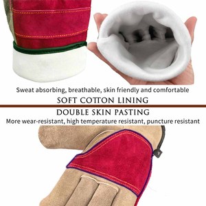 Gants de sécurité industriels en cuir de chèvre avec doublure en coton polaire, résistants à la chaleur et aux étincelles, pour conducteurs - Product Image 2