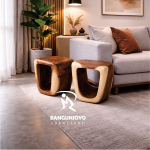 Tabouret minimaliste réglable en bois massif, meubles de salon avec design personnalisable - Product Image 3