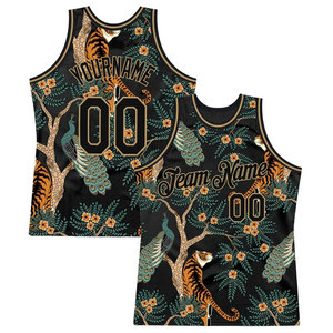 Maillot de basket-ball personnalisé sublimé, en mesh, sans manches, respirant, imprimé animalier (tigre, paon), pour équipe. - Product Image 2