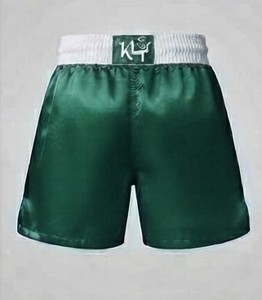 Shorts d'arts martiaux unisexes K4 vert en polyester/coton respirant, logo imprimé par sublimation sur le devant, coupe ample pour adulte, 140g - Product Image 2