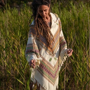 Trendy Tribal Hooded Poncho Shawl for Women and Men Ethnic Boho <b>Festival</b> Wear Warm Winter Wrap Unique Tribal Print <b>Top</b> - Product Image 1
