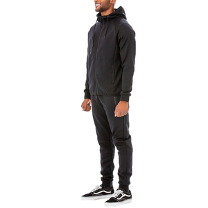 Ensemble de survêtement à capuche pour homme, couleur unie, polyester, tissu molletonné français, vêtements décontractés d'automne, respirant, jogging tricoté - Product Image 4