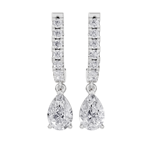 ต่างหูเพชรทรงหยดน้ำ Aarinya Pear-Cut Solitaire Linear Lab Grown Diamond ชุบทอง 9K สำหรับงานปาร์ตี้ สไตล์คลาสสิก - Product Image 4