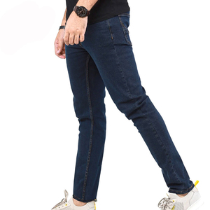 Jeans de mezclilla para hombre, corte ajustado, pierna recta, azul oscuro, estilo casual, peso medio, para primavera, tela tejida, lavado regular, en oferta online - Product Image 5