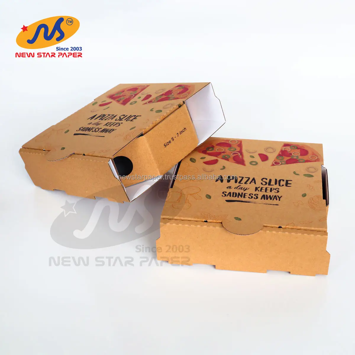 Boîtes à pizza réutilisables en carton imprimées sur mesure en 7, 9 et 12 pouces, disponibles pour les commandes OEM à des prix abordables 2023