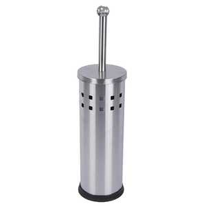 Floor Standing Modern Stainless Steel Toilet Brush Holder Set Perforated Silver Mirror Polished Hotel Use Cleaning <b>Accessory</b> - Product Image 2