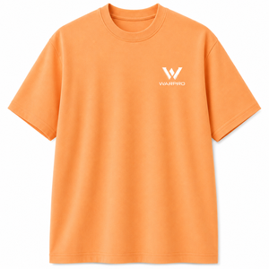 T-shirt à manches courtes pour homme WARPRO, couleur unie orange, col rond, coupe classique, 100% jersey polyester, décontracté, logo imprimé sur le devant - Product Image 5