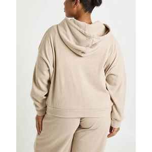 ผู้ผลิตเสื้อผ้า ชุดวอร์มออกกำลังกายไซส์ใหญ่พิเศษ สำหรับฤดูใบไม้ร่วงและฤดูหนาว ไซส์ XL ผ้าโพลีเอสเตอร์ขนแกะ มีเชือกผูกเอว ชุดเซ็ต 2 ชิ้น สำหรับผู้หญิง - Product Image 2