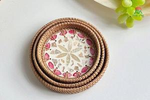 Hot Selling <b>Small</b> Cute Luxury Rattan Mop Tray for Serving Wine Cheese Parties Living Room Aesthetics Unique Decorative - Product Image 5