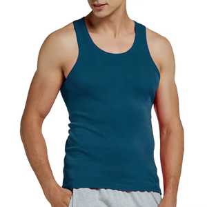 Débardeur rouge pour homme, col rond, couleur unie, décontracté, tricoté, sans manches, 100% coton - Product Image 3