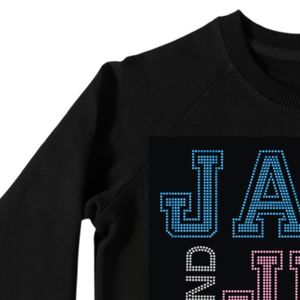 เสื้อสเวตเชิ้ตคอกลมสีดำ แจ็คแอนด์จิล ประดับตัวอักษรด้วยคริสตัล แขนยาว สวมใส่สบาย ผ้าฟลีซ แฟชั่นผู้หญิง สั่งทำได้ - Product Image 4