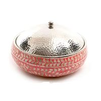 Bol à fruits secs en nacre noire avec couvercle, boîte à bonbons plaquée argent artisanale, centre de table décoratif, cadeau