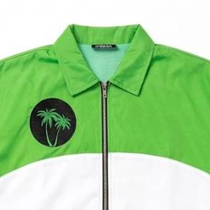 Ensemble de survêtement vert color-block avec veste zippée à manches longues et short à cordon de serrage, respirant, décontracté, pour l'été, pour adultes - Product Image 4