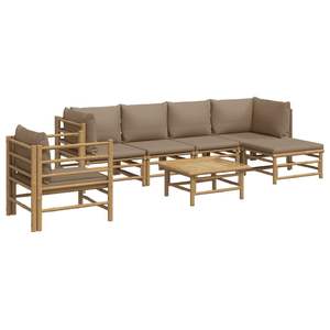 Ensemble de salon de jardin en bambou taupe, design modulaire modéré pour un confort extérieur - Product Image 3