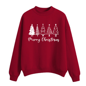 Sudadera de cuello redondo para hombre, jersey con estampado de árbol de Navidad rojo, top informal de manga larga para invierno - Product Image 1