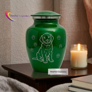 New Launched Trendy Glossy Green Pet <b>Urn</b> Dog Paw Print Design Round Memorial Ashes Jar Premium Metal Eco-Friendly Cremation <b>Urns</b> - Product Image 4