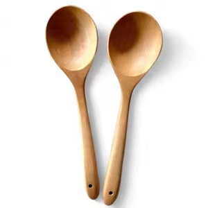 Cuillère de service en bois de qualité supérieure, ustensile de cuisine en bois naturel, outil de cuisson, de mélange et de service, durable, sans danger pour les aliments, pour un usage quotidien - Product Image 2